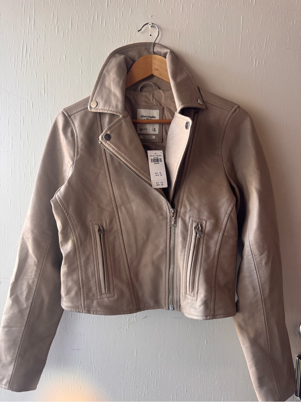 Abercrombie Taupe Vegan Leather Jacket
